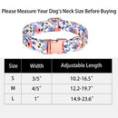 Dog Collar with Flower and Bow Tie，Adjustable Metal Buckle Floral Pattern Dog Collar for Girl Dog Boy Dog Small Medium Large Dog (S-Neck 10-16.5", Width 0.59", Blue)