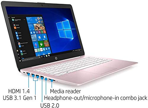 hp 2022 Newest Stream 14" HD Laptop, Intel Celeron N4000(up to 2.6GHz), 16GB RAM, 320GB Space(64GB eMMC+256GB Card), 1-Year Office 365, WiFi, HDMI, USB, Webcam, Bluetooth, Windows 10S, Pink+JVQ MP