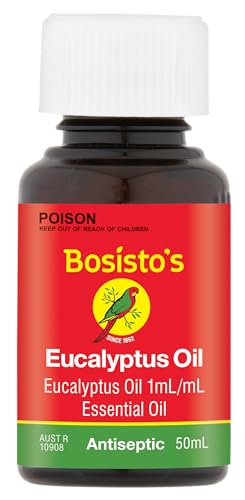 Bosisto's Eucalyptus Oil 50mL | 100% Pure Eucalyptus Oil, Essential Oils, Natural, Colds & Flu, Aches & Pains, Australian Made & Owned