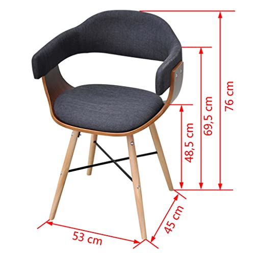 vidaXL 2X Dining Chair Sold Wooden Legs Fabric Grey Armchair Cafe Kitchen