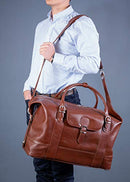 Stylish Duffel Bag, Leather, Mid-Size, Brown - Amore | Siamod - 25084