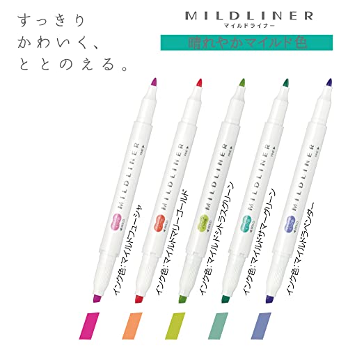 Zebra Highlighter Mildliner, 5 Bright Color Set (WKT7-5C-HC)