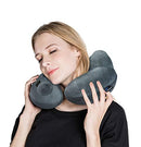 Jasonwell Inflatable Travel Pillow Loosens Neck Support Travel Neck Pillow Inflatable Airplane Long Flight Train car Office with Tote Bag and Sleeping Eye mask