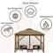 Gazebo Universal Replacement Mosquito Netting – Hugline 10' x 12' Outdoor Mesh Netting Screen 4-Panel Sidewall Curtain with Zipper (Brown)