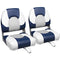 Leader Accessories A Pair of Elite Low/High Back Folding Fishing Boat Seat (2 Seats) (Blue/White/Light Grey)