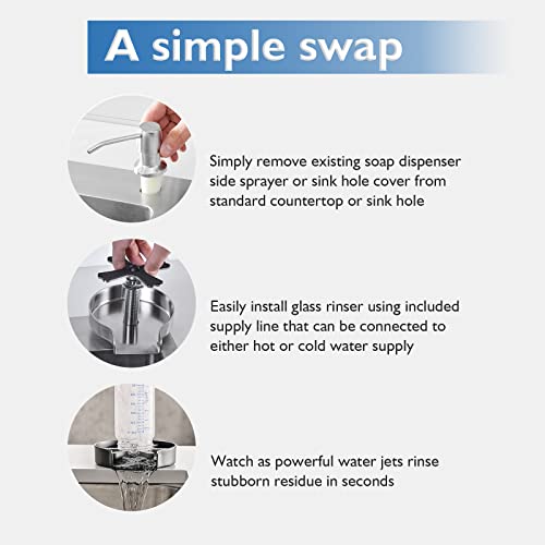 Decaura Metal Glass Rinser Automatic Bottle Cleaner Coffee Cup Washer for Kitchen Sink(Brushed Nickel)