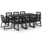 vidaXL Outdoor Dining Set, 9-Piece, PVC Rattan Material, Black - Includes One Table with Glass Top and Eight Armchairs, Powder-Coated Steel Frame