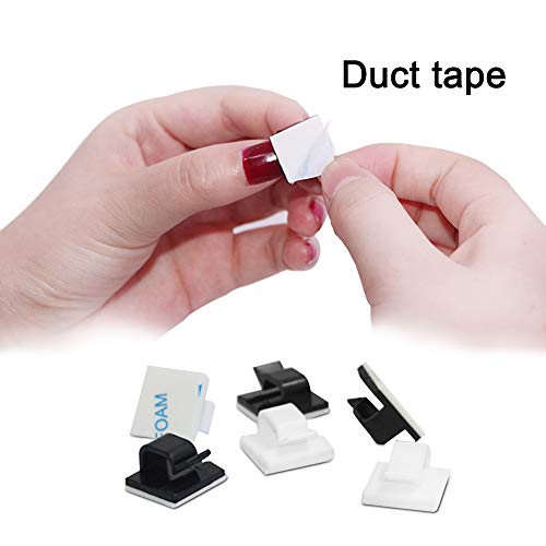 60 PCS Adhesive Cable Clips, FineGood Plastic Cable Cord Organziers Cable Storage Management Clip for Home Office - Black, White