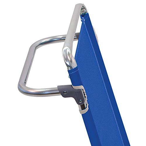 Rio Brands 5 Position Classic Lay Flat Beach Chair with Backpack Straps, Blue, 8.5"