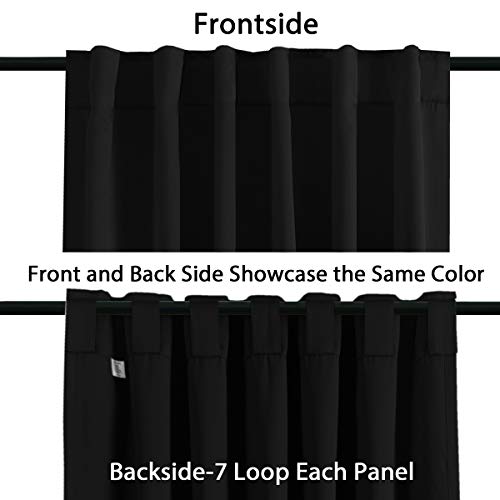 Smarcute 2X Blackout Curtains Blockout Back Tab/Rod Pocket Window Curtain Draperies for Living Room/Bedroom Soft Thick Triple Woven Fabric, Each Piece W132cm by D213cm - Black