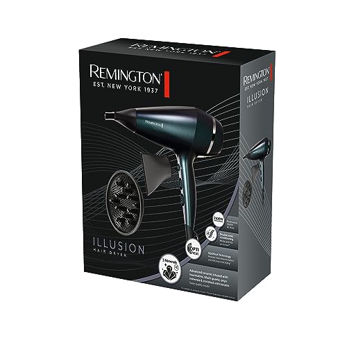 Remington Illusion Hair Dryer, AC7801AU, 2300 Watts, 3 Hair Care Infused Minerals, Anti-Frizz Protection, Black Iridescent Design 1.0 Count