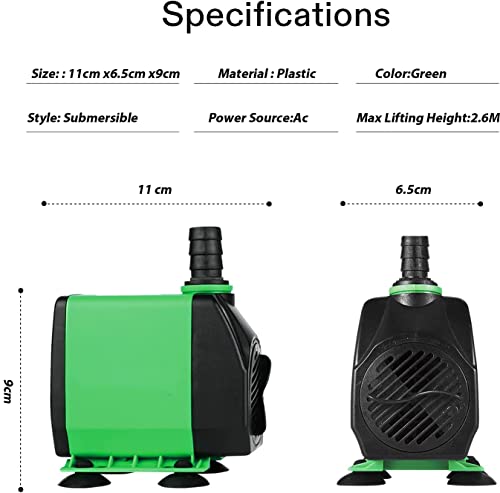 TEEMO Aquarium Submersible Water Pump: 2500L/H 45W Quiet Adjustable with 1.9M Power Cord for Hydroponics | Garden Waterfall | Pond | Fish Tank | Fountain