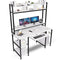 Desk with Hutch, 70 inch High 53 inch Width, Heavy Duty Computer Desk with Keyboard Tray and Storage Shelves Bookshelves, Easy Assemble - Color Black and White