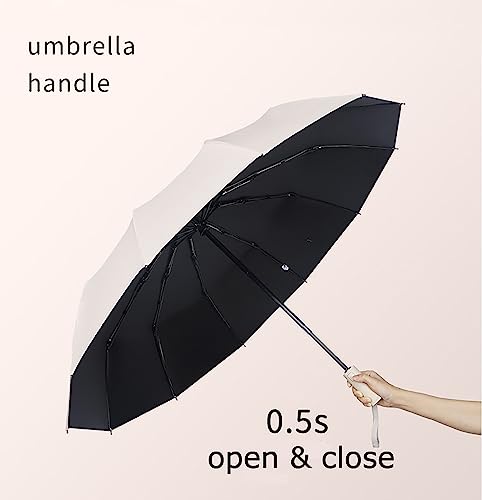 iEDS Windproof Travel Umbrella,Automatic Opening And Closing,Compact, Sturdy, and Lightweight,Sun Umbrella UV Protection,Large Rain Folding Umbrella 12 ribs (Black)