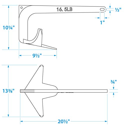 Seachoice Claw Boat Anchor, Hot-Dipped Galvanized Steel, 16.5 Lbs., for 30-Ft. Boat