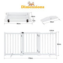 AUSWAY Freestanding Dog Gates with Walk Over Door,Pet Dog Gate Wooden,Foldable Dog Fence Pet Gate Puppy Safety Guard,Indoor Pet Playpen Cat Barrier Protection Net Stair Partition,White with 3 Panels