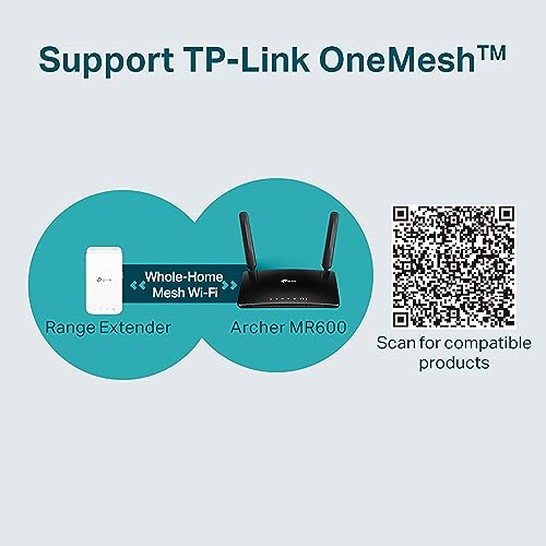 TP-Link 4G+ Cat6 Router w/ B5 and B28 Supported - Wireless Dual Band AC1200, 4G/3G Network SIM Slot Unlocked, No Configuration Required, OneMesh Supported (Archer MR600) AU Version