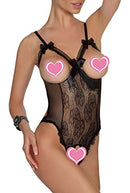 Lingerie for Women One-Piece Teddy Lingerie Sexy Bodysuit Lace Nightie, Black, Large