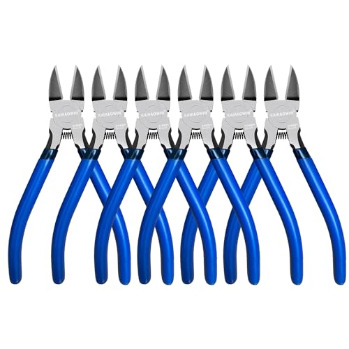 Wire Cutters 6 PCS, KAIHAOWIN 6 inch Dikes Small Wire Cutters Flush Cutters Wire Snips Clippers Diagonal Cutters Side Cutters Cutting Pliers for Crafting