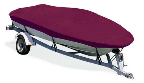 Taylor Made Products Trailerite Semi-Custom Boat Cover for Basic Fishing Boat Without Outboard Motor Hood (17'5" to 18'4" Center Line Length / 75" Beam, Cranberry Coated Poly)