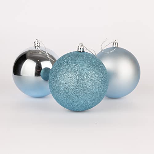 10cm/6Pcs Christmas Baubles Shatterproof Light Blue, Christmas Tree Decorations Ball Ornaments Balls Xmas Hanging Decorations Holiday Decor - Shiny,Matte,Glitter