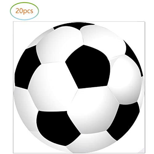 Fenghu Soccer Birthday Party Supplies Football Party Tableware Set, 20 Plates and 20 Napkins, Soccer Theme Birthday Party Decorations