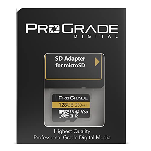 microSD Card V60 (128GB) - Tested Like a Full-Size SD Card for use in DSLRs, mirrorless and Aerial or Action Cameras | Up to 250MB/Read Speed and 130MB/s Write Speed by ProGrade Digital