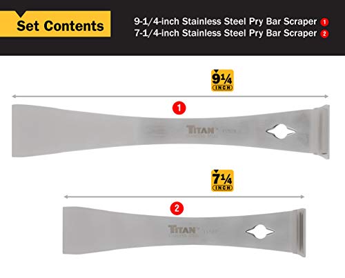 Titan 17005 2-Piece Stainless Steel Pry Bar Scraper Set, 7-1/4 x 9/16" and 9-1/4 x 9/16"