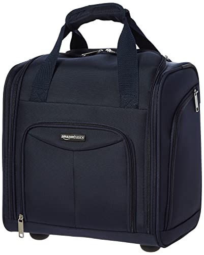 Amazon Basics Underseat Travel Luggage / Suitcase with Telescopic Handle and 2 In-line Skate Wheels - 34 x 24 x 36cm, Navy Blue