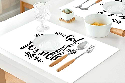 Moslion Bible Verse Placemats,Religious Christian Hope with God All Things are Possible Quote Place Mats for Dining Table/Kitchen Table,Waterproof Non-Slip Washable Outdoor Dinner Table Mats,Set of 4