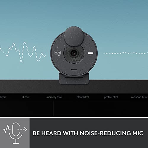 Logitech Brio 300 Full HD Webcam with Privacy Shutter, Noise Reduction Microphone, USB-C, Ceritified for Zoom, Microsoft Teams, Google Meet, Auto Light Correction - Graphite