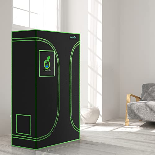 Lightweight Hydroponic Grow Tent Garden - 36'' x 24'' x 53'' Indoor Plant Growing System w/Durable Reflective 600D Mylar, Observation Window - Includes Removable Floor Tray, Pole Shelf