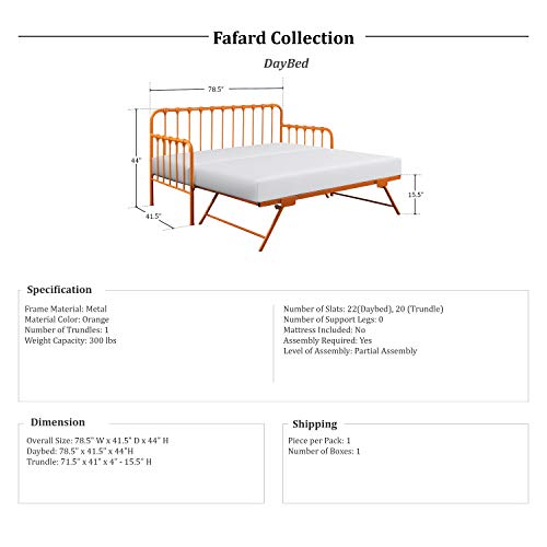 Lexicon Fafard Metal Daybed with Trundle