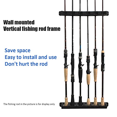 6-Rod Rack Fishing Pole Holder Tackle Wall Fishing Rod Storage Fixed Stand