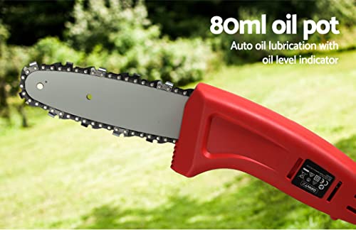 Giantz Pole Saw, 20V Hedge Trimmer Electric Poles Pruner Cordless Chainsaw Pruning Chain Saws Petrol Hand Power Chainsaws Home Garden Farm Whipper Snipper Tool, 2.7m Length with Battery Red Black