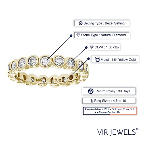 (Yellow-Gold, 7) - Vir Jewels 14K Gold Diamond Eternity Ring (1.50 CT)