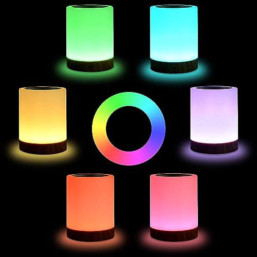 TruriM Night Light Touch Lamp for Bedrooms Living Room Portable Table Bedside Lamps with Rechargeable Internal Battery Dimmable 2800K-3100K Warm White Light & Color Changing RGB