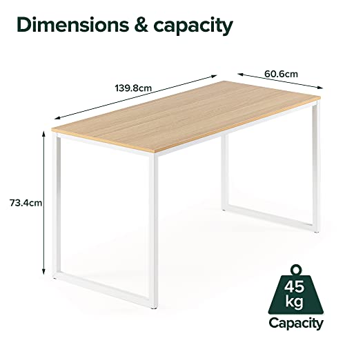 Zinus Soho Office Desk Computer Table | Dining Strong Metal Frame, Quick Assembly - Natural 140cm