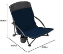 Pacific Pass Lightweight Camp and Beach Chair w/Built-in Cup Holder, Includes Carry Bag - Navy/Gray