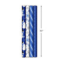Image Arts Blue Christmas Wrapping Paper with Cut Lines on Reverse (4 Rolls: 120 sq. ft. TTL) Snowmen, Snowflakes, Blue and White Stripes