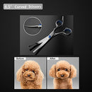 Dog Grooming Scissors Kit with Safety Round Tips, Stainless Steel Professional Dog Grooming Shears Set - Thinning, Straight, Curved Shears and Comb for Long Short Hair for Dog Cat Pet