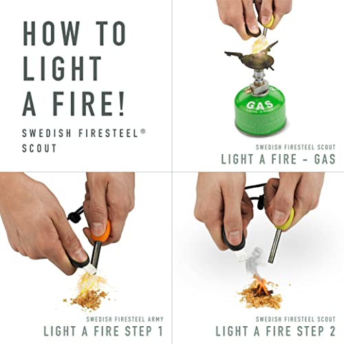 Light My Fire Flint Fire Starter Ferro Rod Survival Tool Scout — Fire Steel Bushcraft Gear — Flint and Steel Magnesium Fire Starter Kit — 2-in-1 Fire Starters for Campfires — 3,000 Strikes