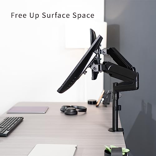 VIVO Dual Arm Computer Monitor Desk Mount with Pneumatic Height Adjustment, Full Articulation, Vesa Stand with C-Clamp and Grommet, Holds 2 Screens Up to 32 Inches (Stand-V002K)