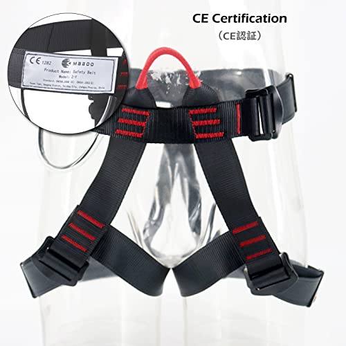 TRIWONDER Climbing Harnesses Protect Waist Safety Harness Wider Half Body Harness for Rock Climbing Tree Climbing Fire Rescue Expanding Training Rappelling Mountaineering (Black)