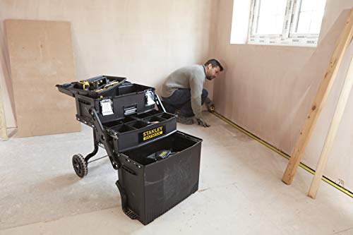 STANLEY FATMAX Cantilever Rolling Toolbox Trolley, 4 Level Workstation with Portable Tote Tray for Tools and Small Parts, 1-94-210
