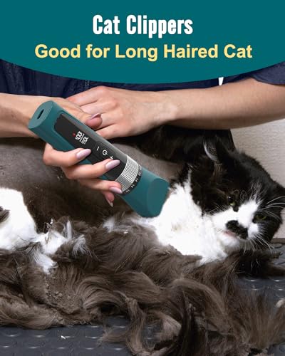 oneisall Grooming Clippers Kit for Matted Long Hair, 5-Speed Cordless Low Noise Pet Hair Clipper Trimmer Shaver for Dogs Cats Animals (Green)