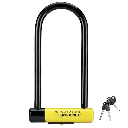 Kryptonite New York LS Bike U-Lock, Heavy Duty Anti-Theft Security Bicycle Lock Sold Secure Gold, 16mm Long Shackle with Keys, Ultimate Security Lock for Bicycles E-Bikes Scooters,Black/Yellow