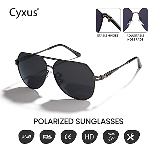 Cyxus Polarized Sunglasses for Men Women Classic Mirrored Lens UV Protection (Black)