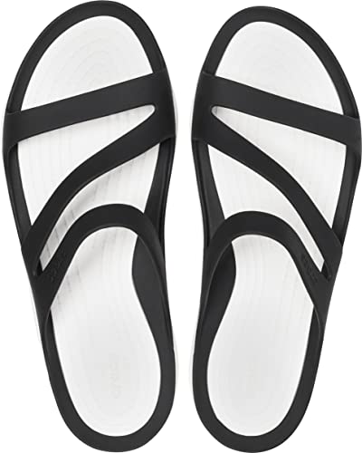 Crocs Women's Swiftwater W Sandal, Black/White, US 9