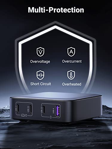 UGREEN 100W USB C Charger, Nexode 4 Ports Charging Station, Fast Laptop GaN II Charger Compatible with MacBook Pro, Dell XPS 15, iPhone 15 Pro Max, Galaxy S23 Ultra (PPS 45W), iPad, Steam Deck, Switch